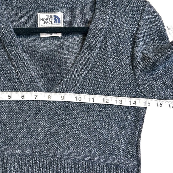 The North Face V-Neck Alpaca Wool Knit Saguaro Sweater Dress- Grey- Size XS - Picture 11 of 12